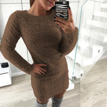 Load image into Gallery viewer, Winter Plush sweater Dress Women Party Bodycon Christmas Black clothing Sexy Mini bandage knitted Dress For Female