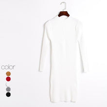 Load image into Gallery viewer, Autumn Winter Solid Knitted Cotton Sweater Dresses Women Fashion Loose O-neck Pullover Female Knitted Dress Vestidos Feminino