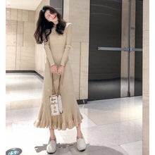 Load image into Gallery viewer, Vangull Women Sweater Dress Autumn Winter Clothes New Fashion Ruffle Long Sleeve Knitted Dress Women Casual Knee Length Dress