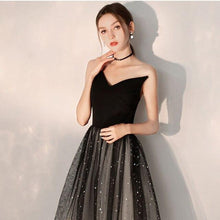 Load image into Gallery viewer, Cocktail Dress Black One Shoulder Pleat Woman Party Dresses 2019 Sleeveless Plus Size Sexy Deep V-neck Robe Cocktail Gowns E707
