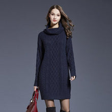 Load image into Gallery viewer, 2018 Women Fashion Turtleneck Thick Sweater Dresses Plus Size Casual Sexy Knitted Cotton Autumn Winter Dress Vestidos