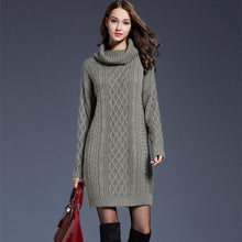 Load image into Gallery viewer, 2018 Women Fashion Turtleneck Thick Sweater Dresses Plus Size Casual Sexy Knitted Cotton Autumn Winter Dress Vestidos