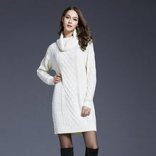 Load image into Gallery viewer, 2018 Women Fashion Turtleneck Thick Sweater Dresses Plus Size Casual Sexy Knitted Cotton Autumn Winter Dress Vestidos